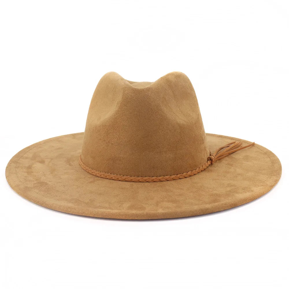 Semsket Fedora Filthatt med Bred Brem