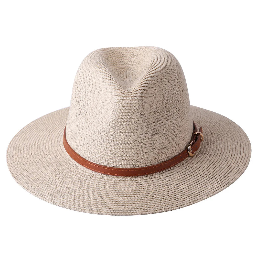 Strå Fedora Filthatt med Bred Brem