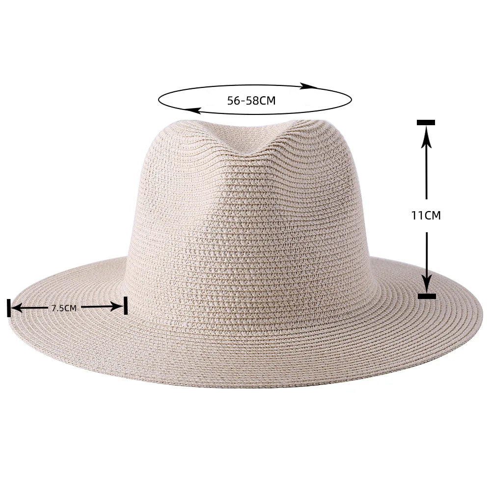 Strå Fedora Filthatt med Bred Brem