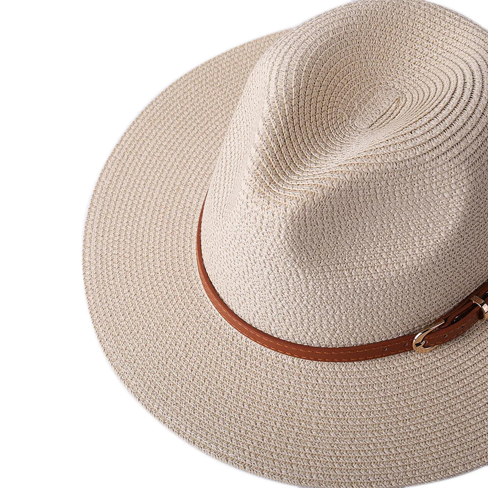 Strå Fedora Filthatt med Bred Brem