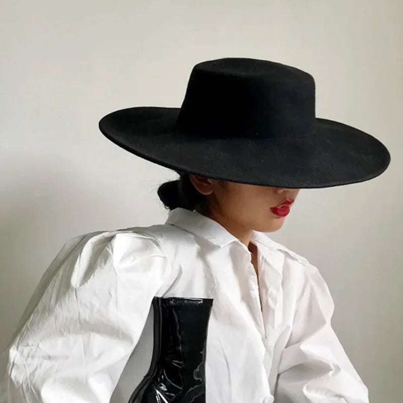 Ull Fedora Filthatt med Bred Brem