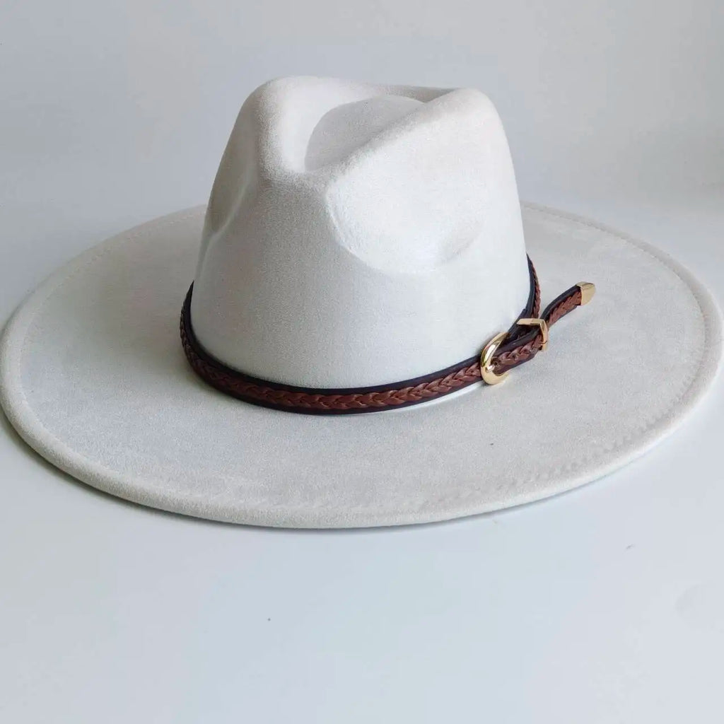 Semsket Fedora Filthatt med Bred Brem