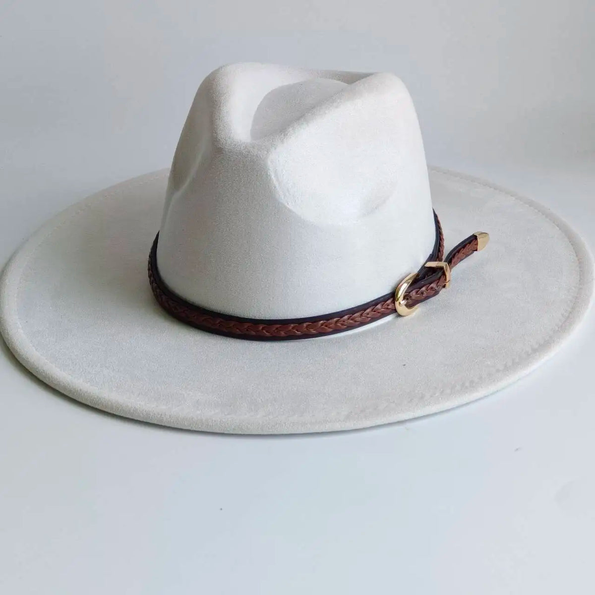 Semsket Fedora Filthatt med Bred Brem