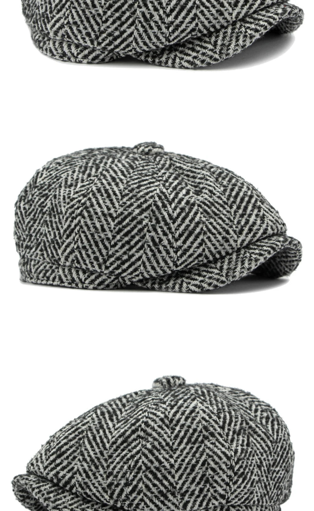 Stripete Ull Newsboy Flatcap