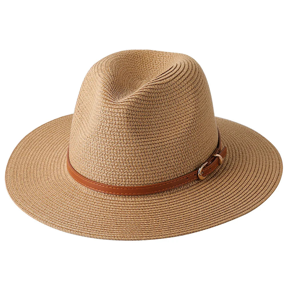 Strå Fedora Filthatt med Bred Brem