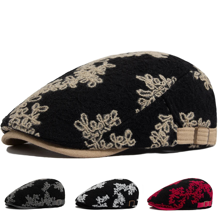 Mønstret Bomull Newsboy Flatcap