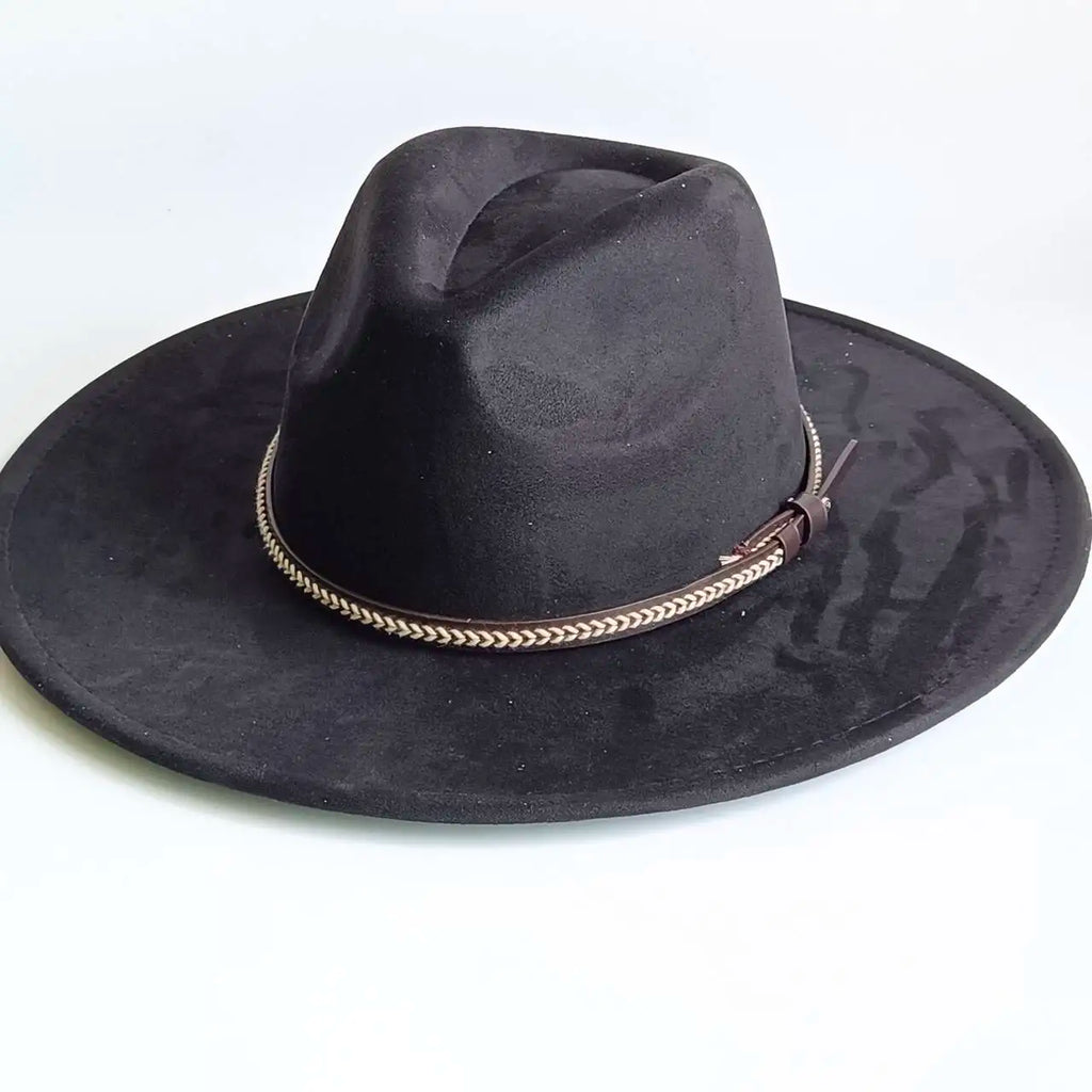 Semsket Fedora Filthatt med Bred Brem