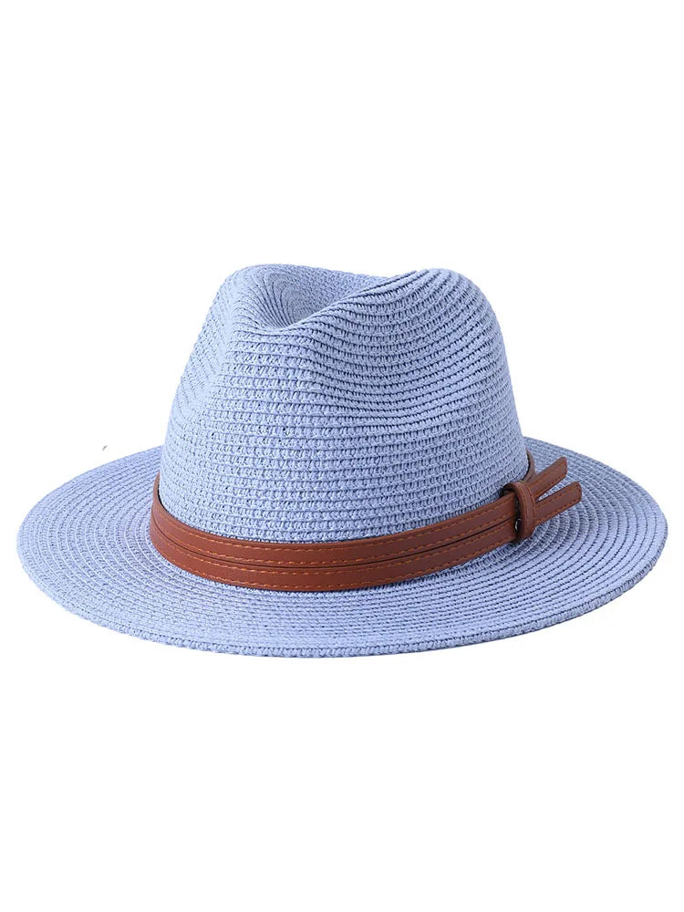 Strå Fedora Filthatt med Bred Brem