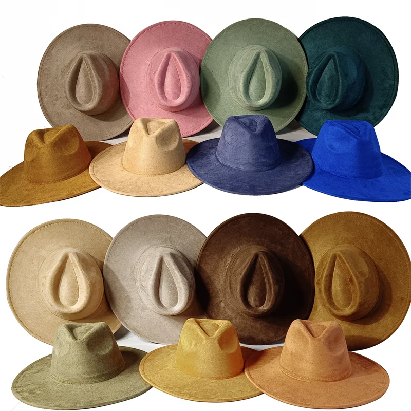 Semsket Fedora Filthatt med Bred Brem