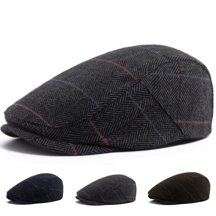 Fiskebeinsmønstret Ull Newsboy Flatcap