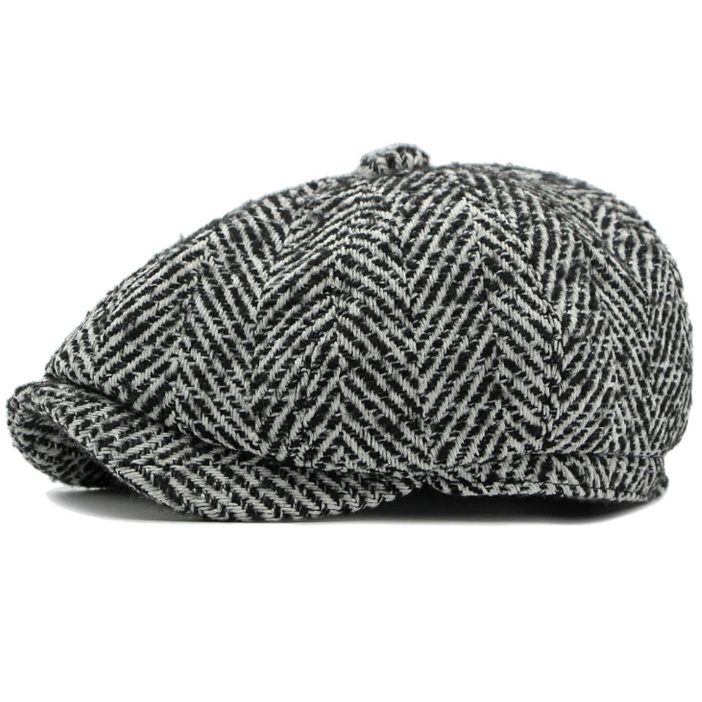 Stripete Ull Newsboy Flatcap