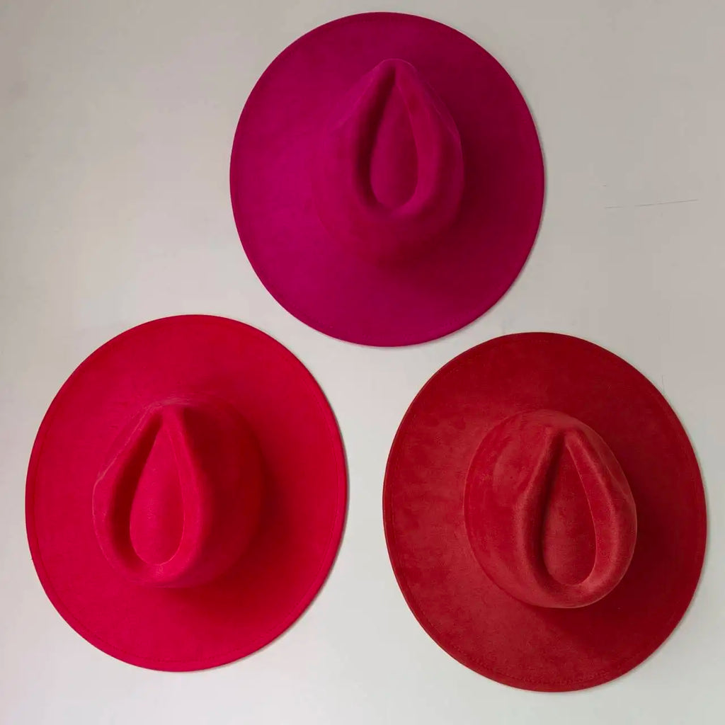 Semsket Fedora Filthatt med Bred Brem