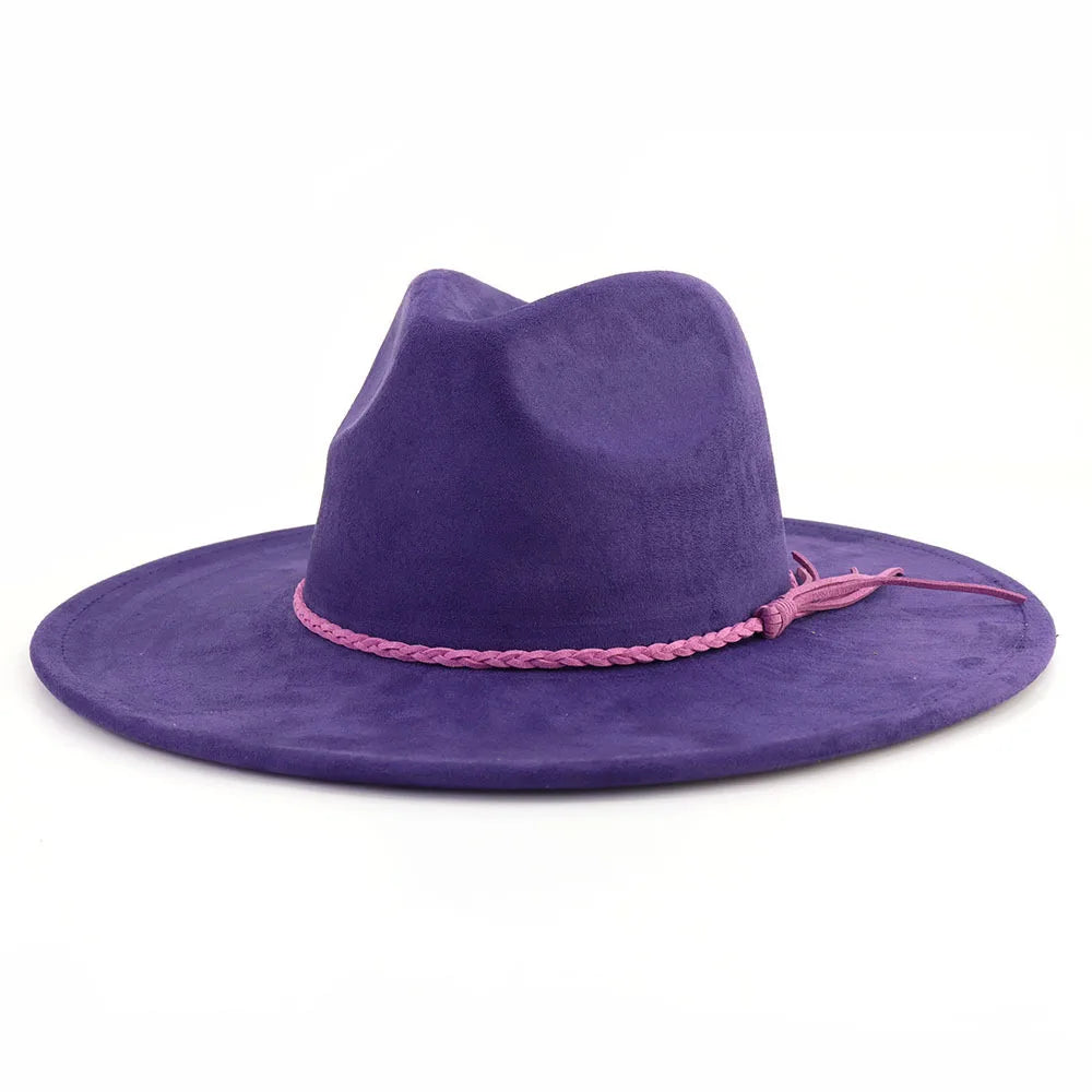 Semsket Fedora Filthatt med Bred Brem