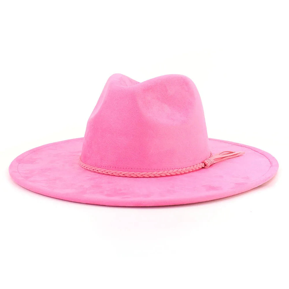 Semsket Fedora Filthatt med Bred Brem