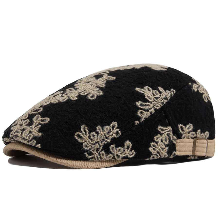 Mønstret Bomull Newsboy Flatcap