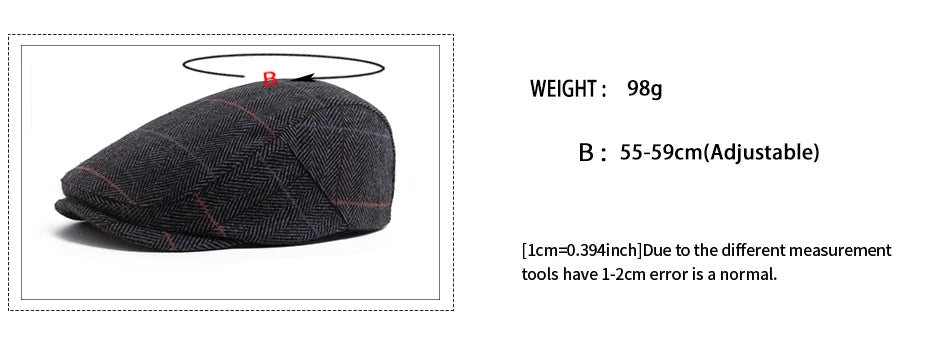 Fiskebeinsmønstret Ull Newsboy Flatcap