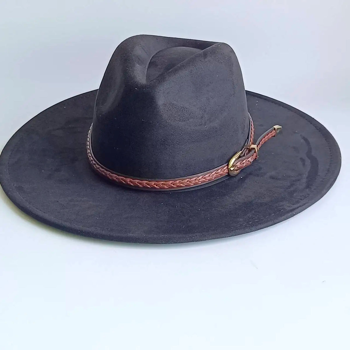 Semsket Fedora Filthatt med Bred Brem