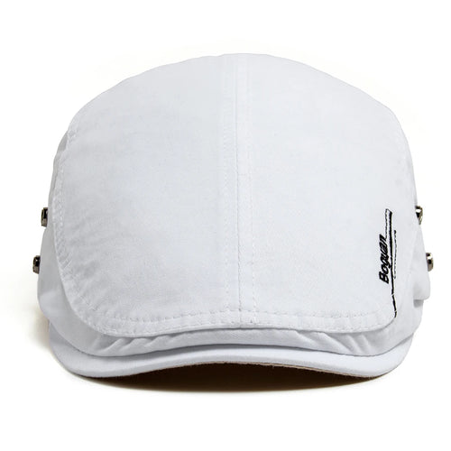 Brodert Bomull Newsboy Flatcap med Knappedetalj