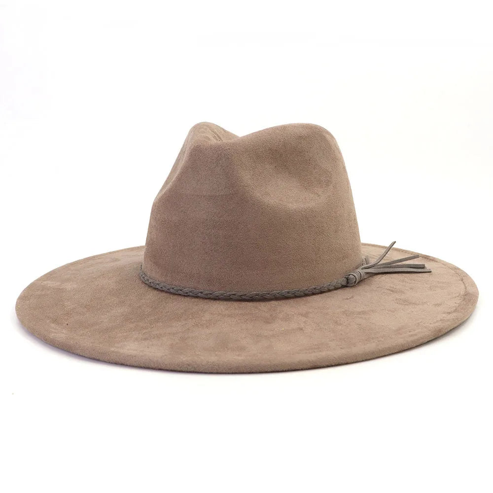 Semsket Fedora Filthatt med Bred Brem