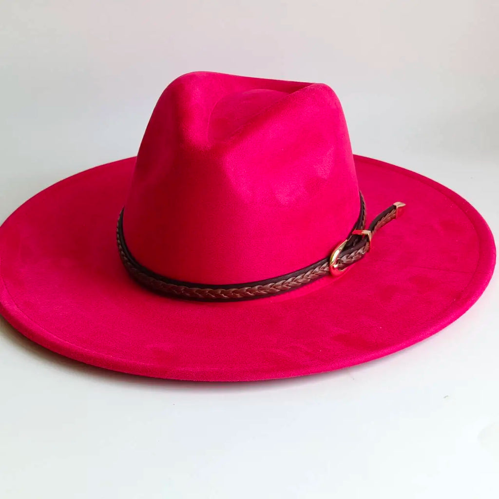 Semsket Fedora Filthatt med Bred Brem