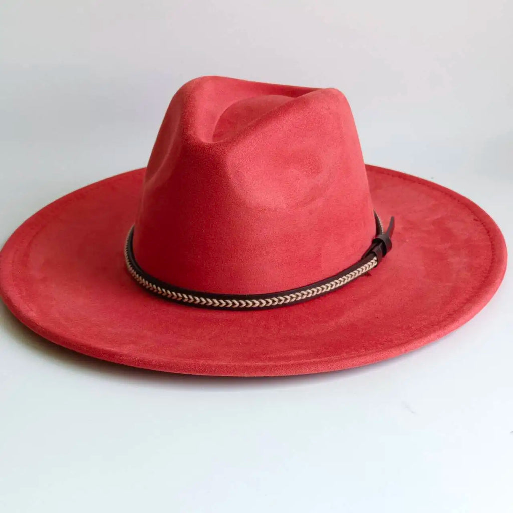 Semsket Fedora Filthatt med Bred Brem