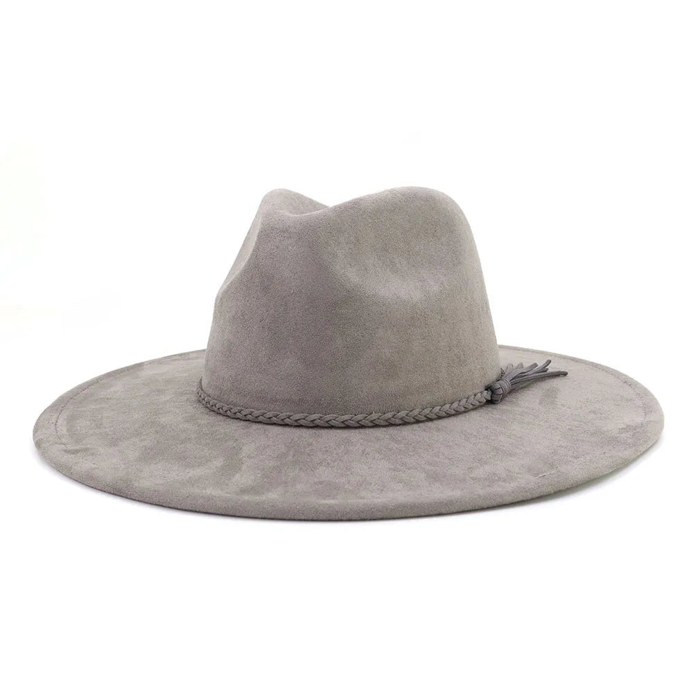 Semsket Fedora Filthatt med Bred Brem