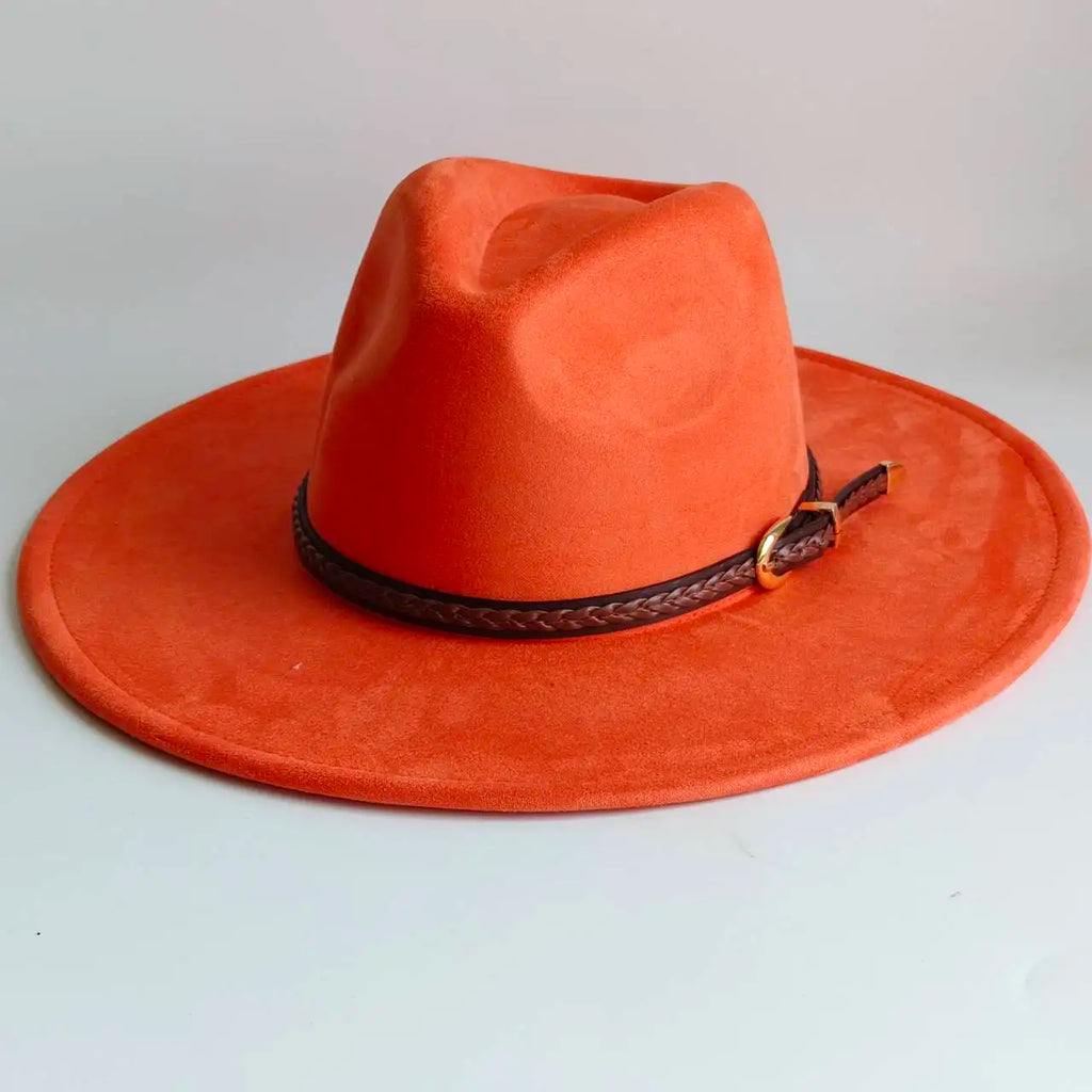 Semsket Fedora Filthatt med Bred Brem