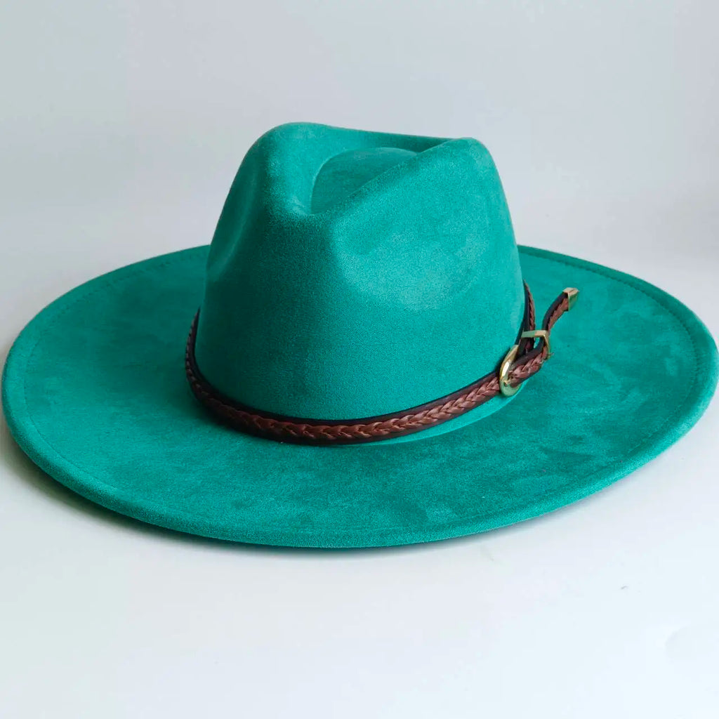 Semsket Fedora Filthatt med Bred Brem