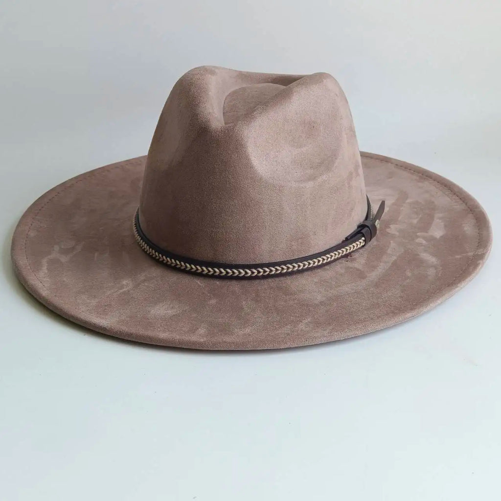 Semsket Fedora Filthatt med Bred Brem