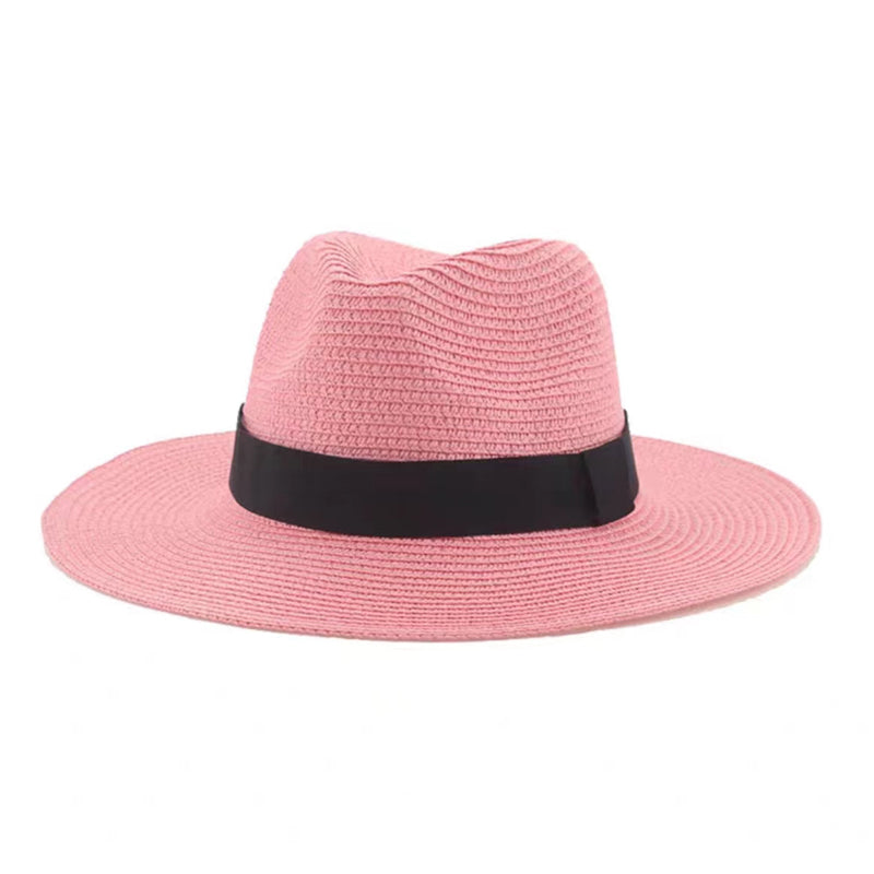 Strå Fedora Filthatt med Bred Brem