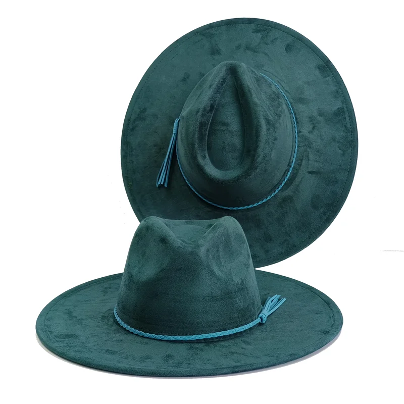Semsket Fedora Filthatt med Bred Brem