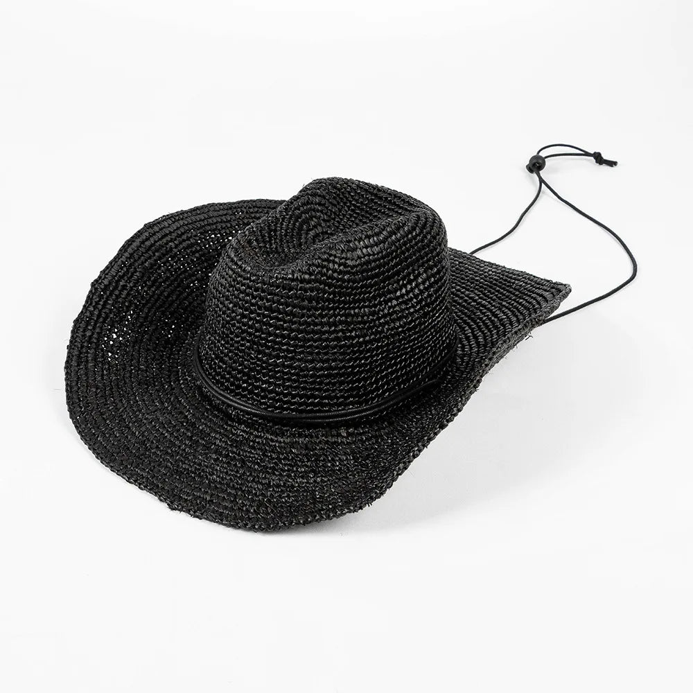 Raffia Cowboy-hatt med Bred Brem