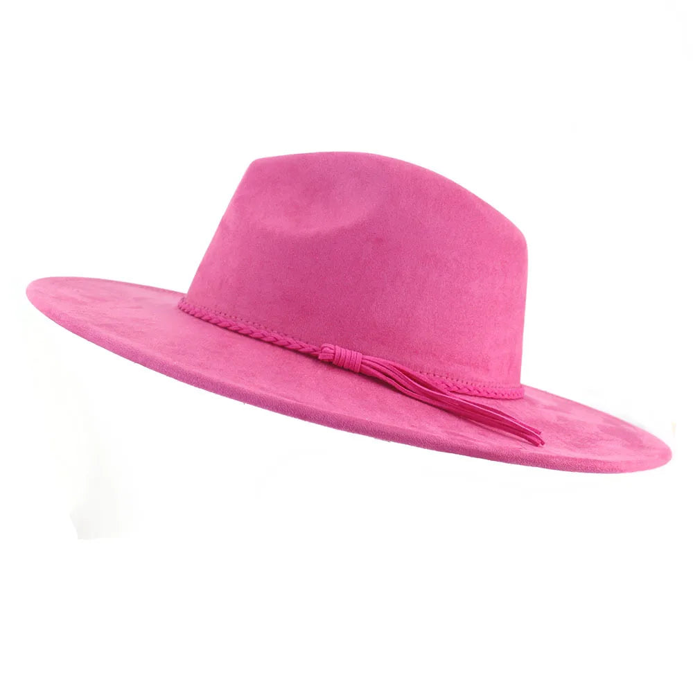 Semsket Fedora Filthatt med Bred Brem