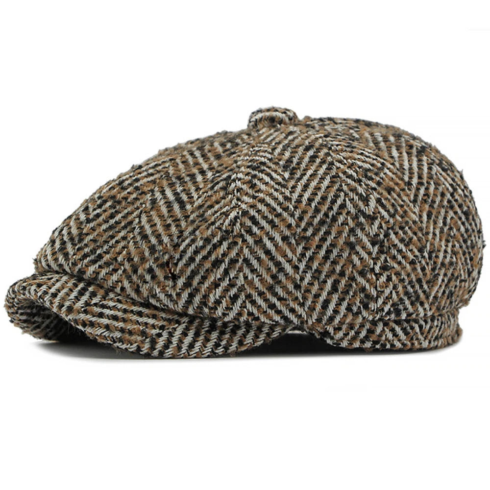Stripete Ull Newsboy Flatcap