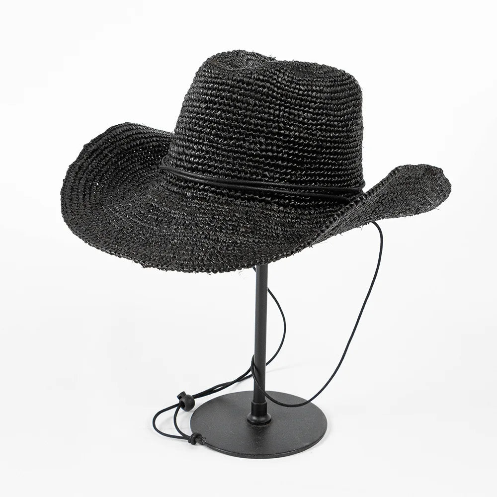 Raffia Cowboy-hatt med Bred Brem