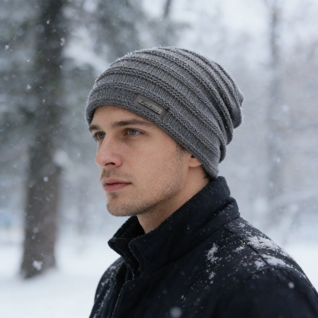 Pelsfôret Elastisk Vinterbeanie