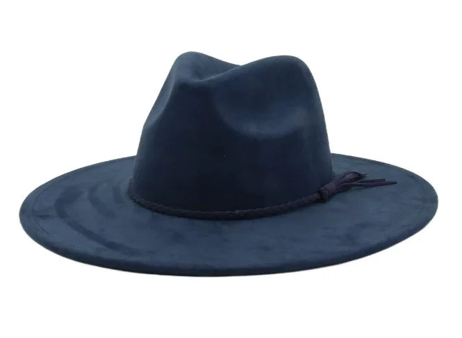 Semsket Fedora Filthatt med Bred Brem