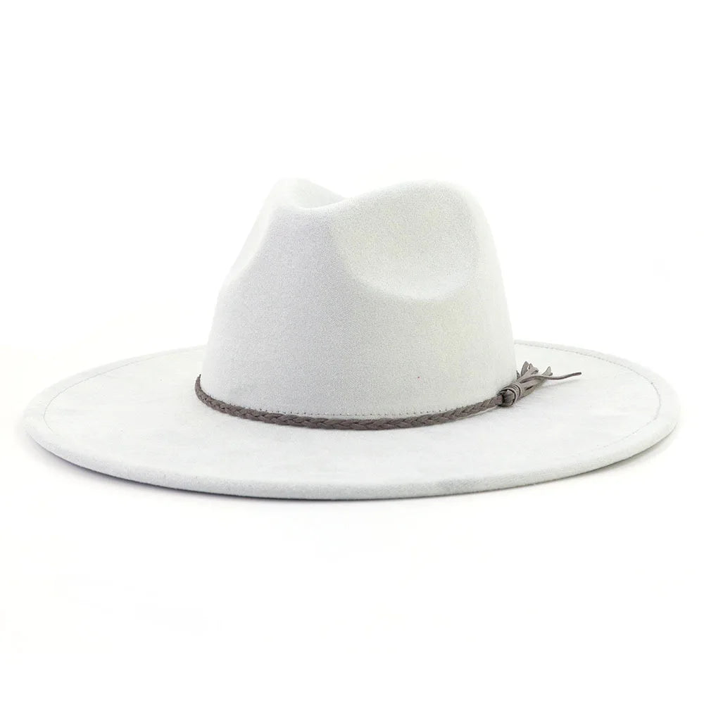 Semsket Fedora Filthatt med Bred Brem