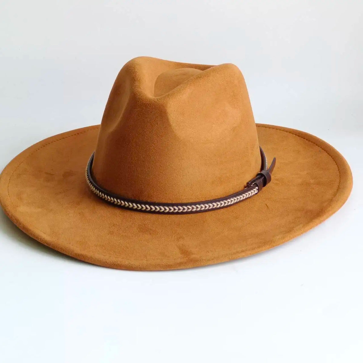 Semsket Fedora Filthatt med Bred Brem