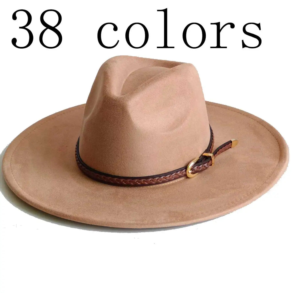 Semsket Fedora Filthatt med Bred Brem