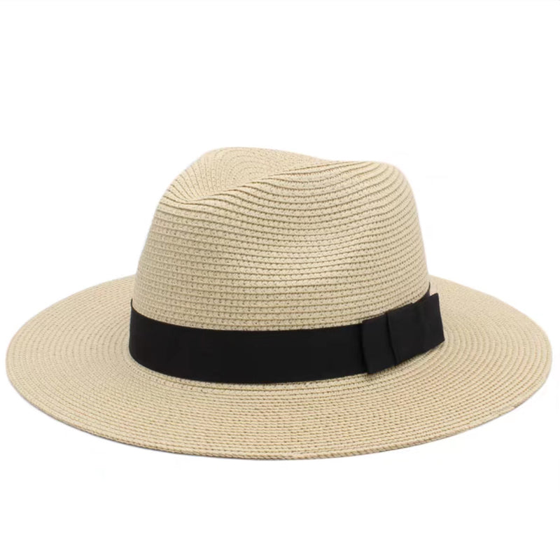 Strå Fedora Filthatt med Bred Brem