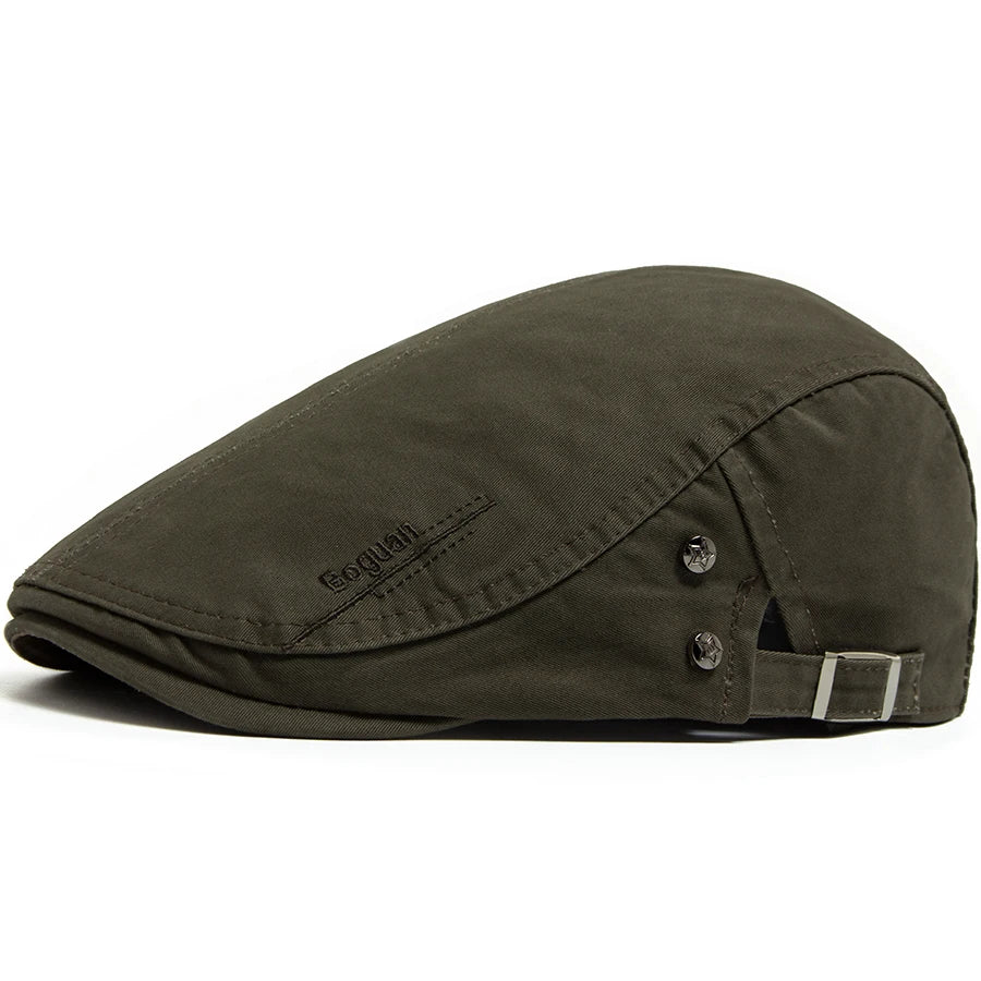 Brodert Bomull Newsboy Flatcap med Knappedetalj