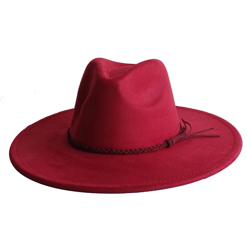 Semsket Fedora Filthatt med Bred Brem