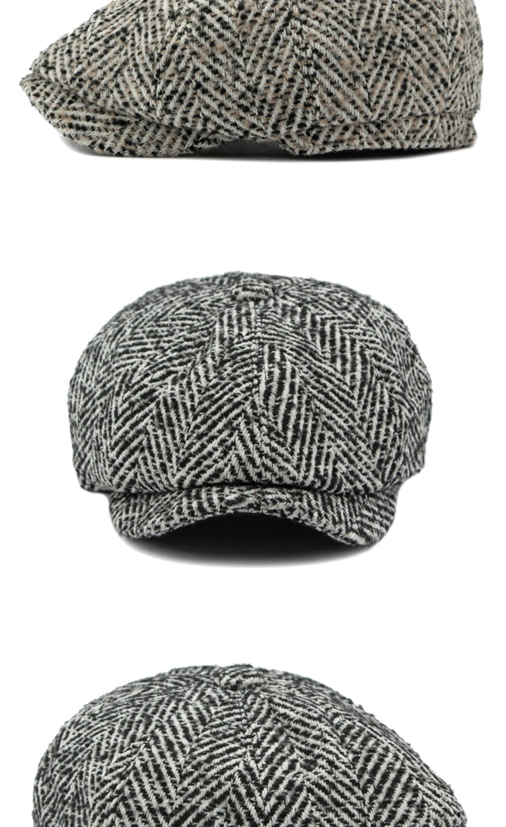Stripete Ull Newsboy Flatcap