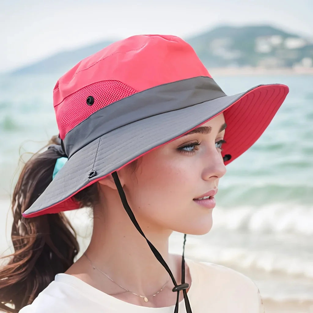 Pustende Mesh Solhatt med Bred Brem