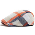 Rutete Newsboy Flatcap med Knappedetalj
