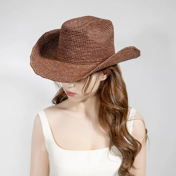 Raffia Cowboy-hatt med Bred Brem