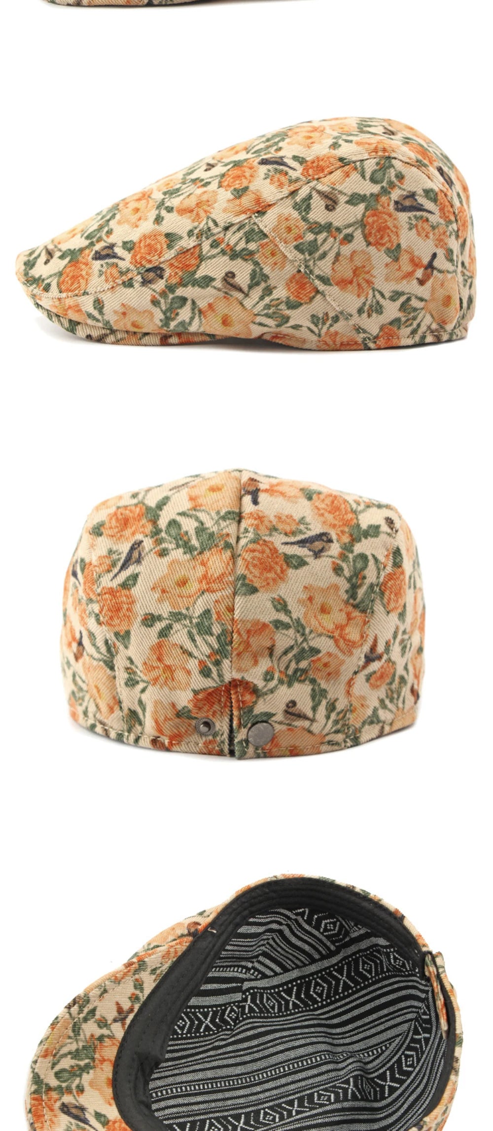 Blomstermønstret Klassisk Flatcap