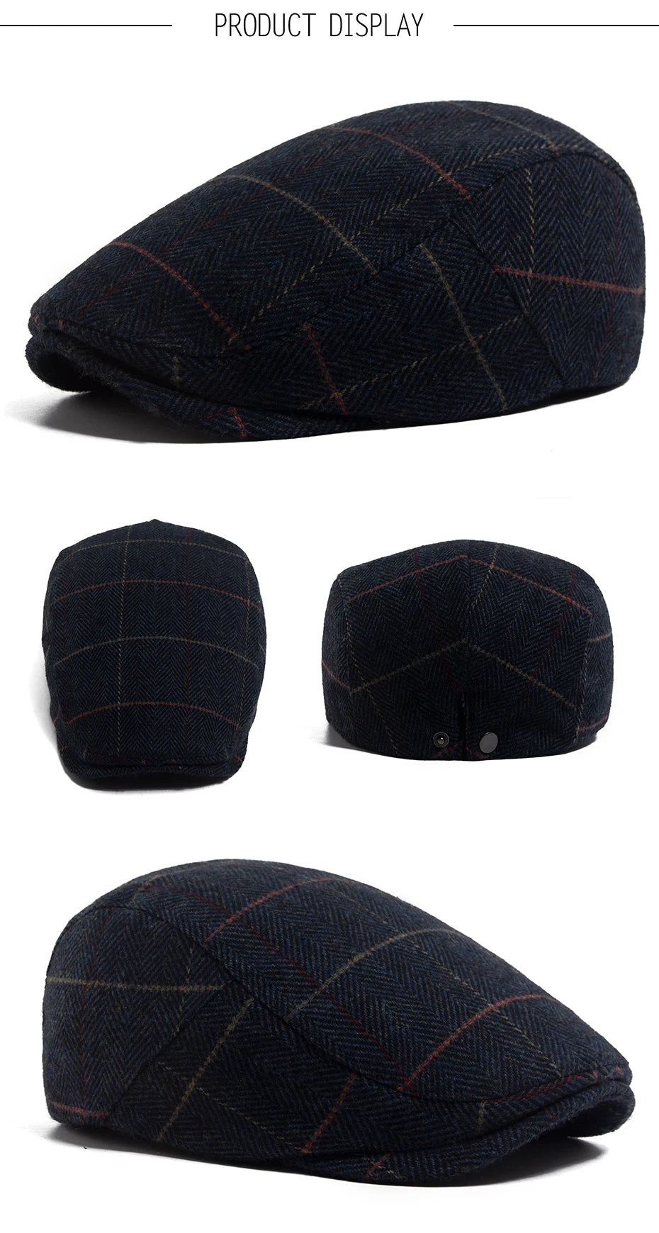 Fiskebeinsmønstret Ull Newsboy Flatcap