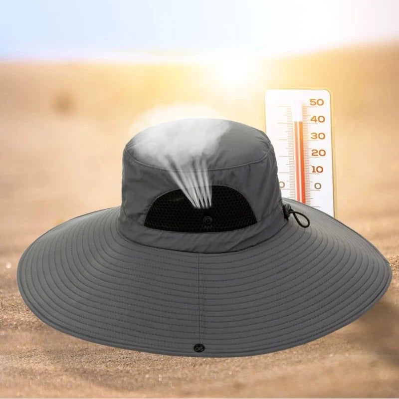 Pustende Mesh Solhatt med Bred Brem